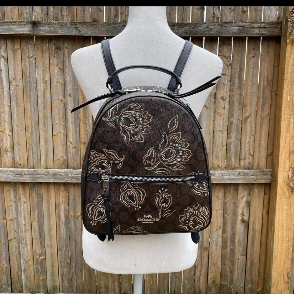 Coach Jordyn Signature Canvas Tulip Brown Backpack Like new